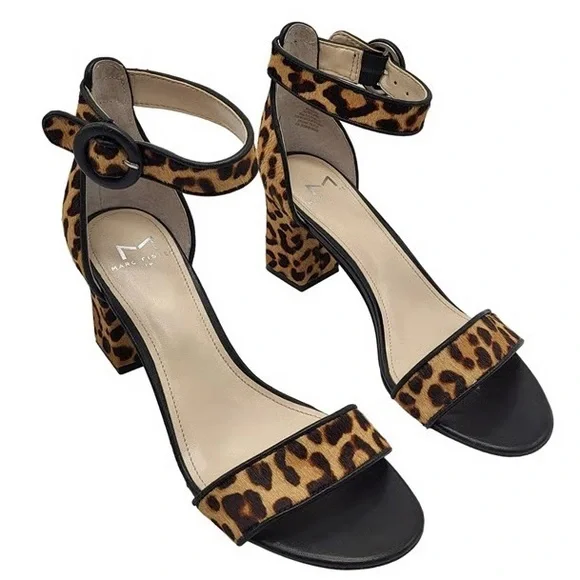Marc Fisher LTD. Women's Karlee Leopard Print Block Heel Sandals - Picture 1 of 8